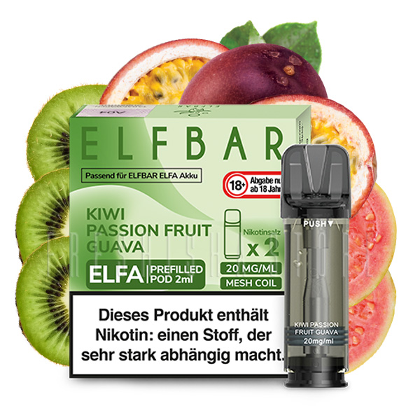 Elfbar - ELFA CP Prefilled Pod 2ml 20mg/ml (2 Stück) Kiwi Passion Fruit Guava