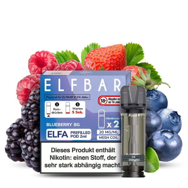 Elfbar - ELFA CP Prefilled Pod 2ml 20mg/ml (2 Stück) Blueberry BG