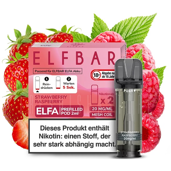 Elfbar - ELFA CP Prefilled Pod 2ml 20mg/ml (2 Stück) Strawberry Raspberry